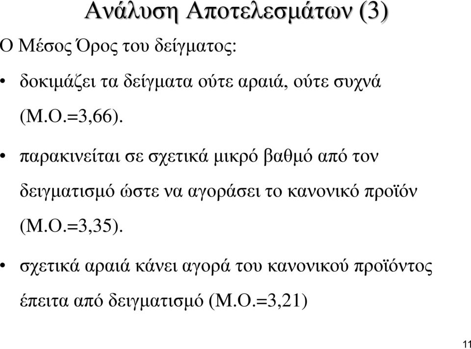 παρακινείται σε σχετικά μικρό βαθμό από τον δειγματισμό ώστε να αγοράσει το