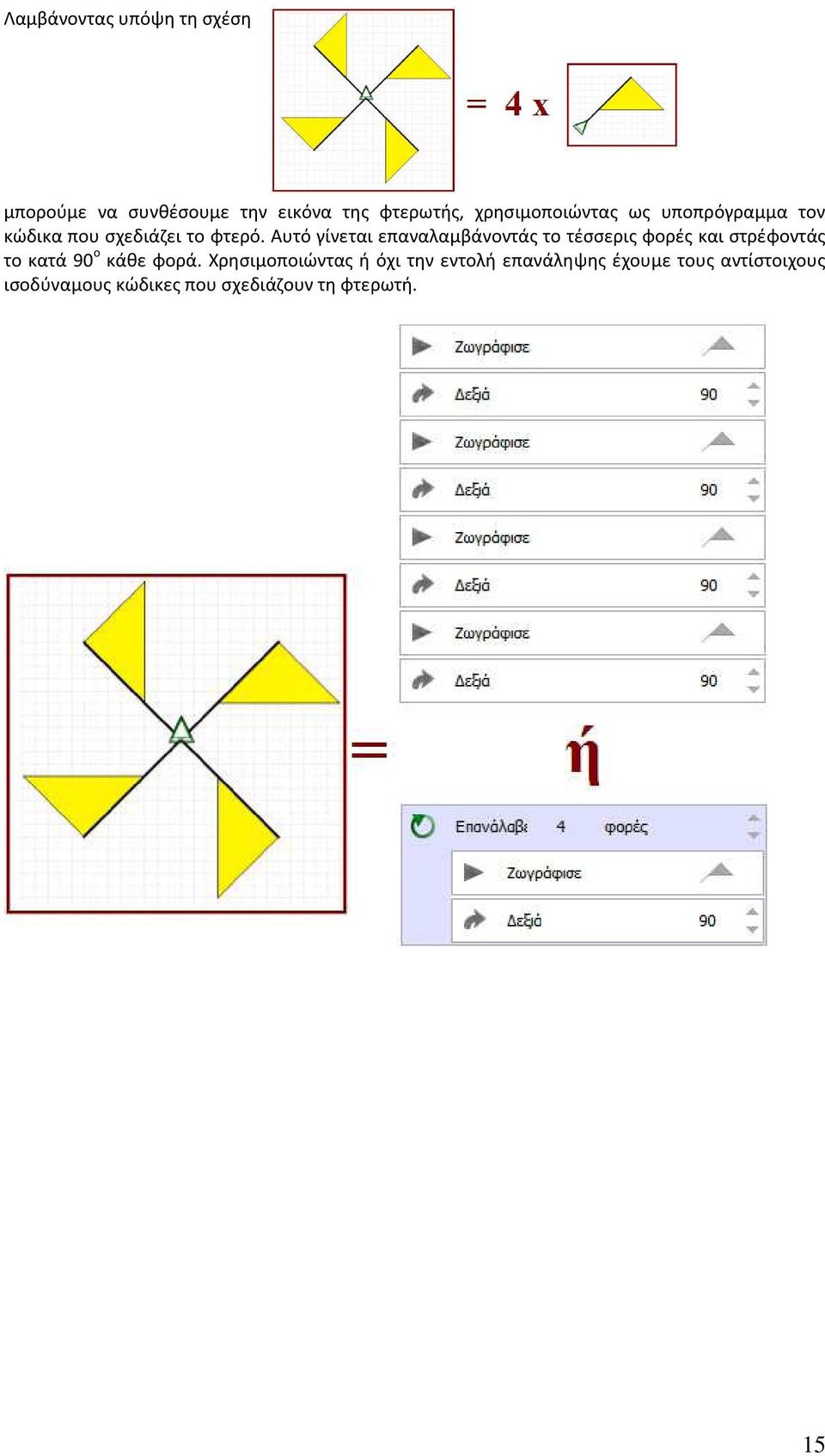 Αυτό γίνεται επαναλαμβάνοντάς το τέσσερις φορές και στρέφοντάς το κατά 90 ο κάθε φορά.