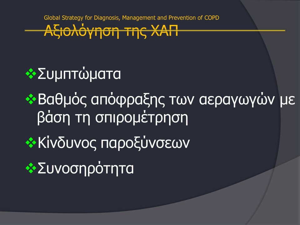 Συμπτώματα Βαθμός απόφραξης των αεραγωγών με