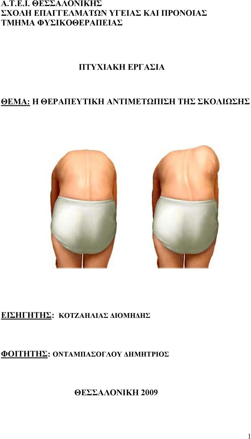 ΦΥΣΙΚΟΘΕΡΑΠΕΙΑΣ ΠΤΥΧΙΑΚΗ ΕΡΓΑΣΙΑ ΘΕΜΑ: Η ΘΕΡΑΠΕΥΤΙΚΗ