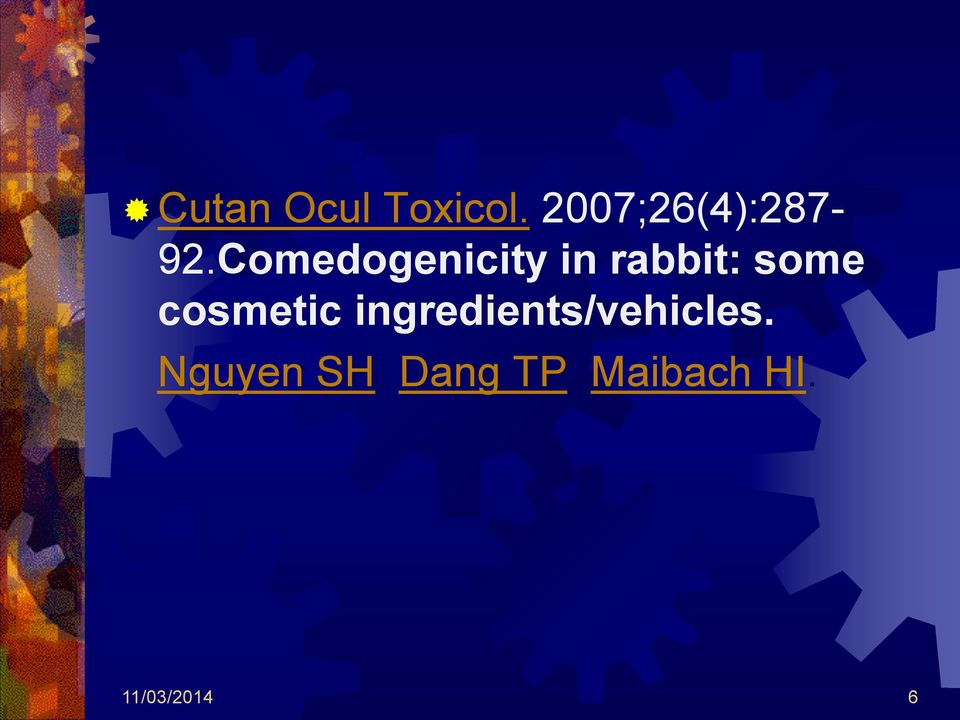 Comedogenicity in rabbit: some