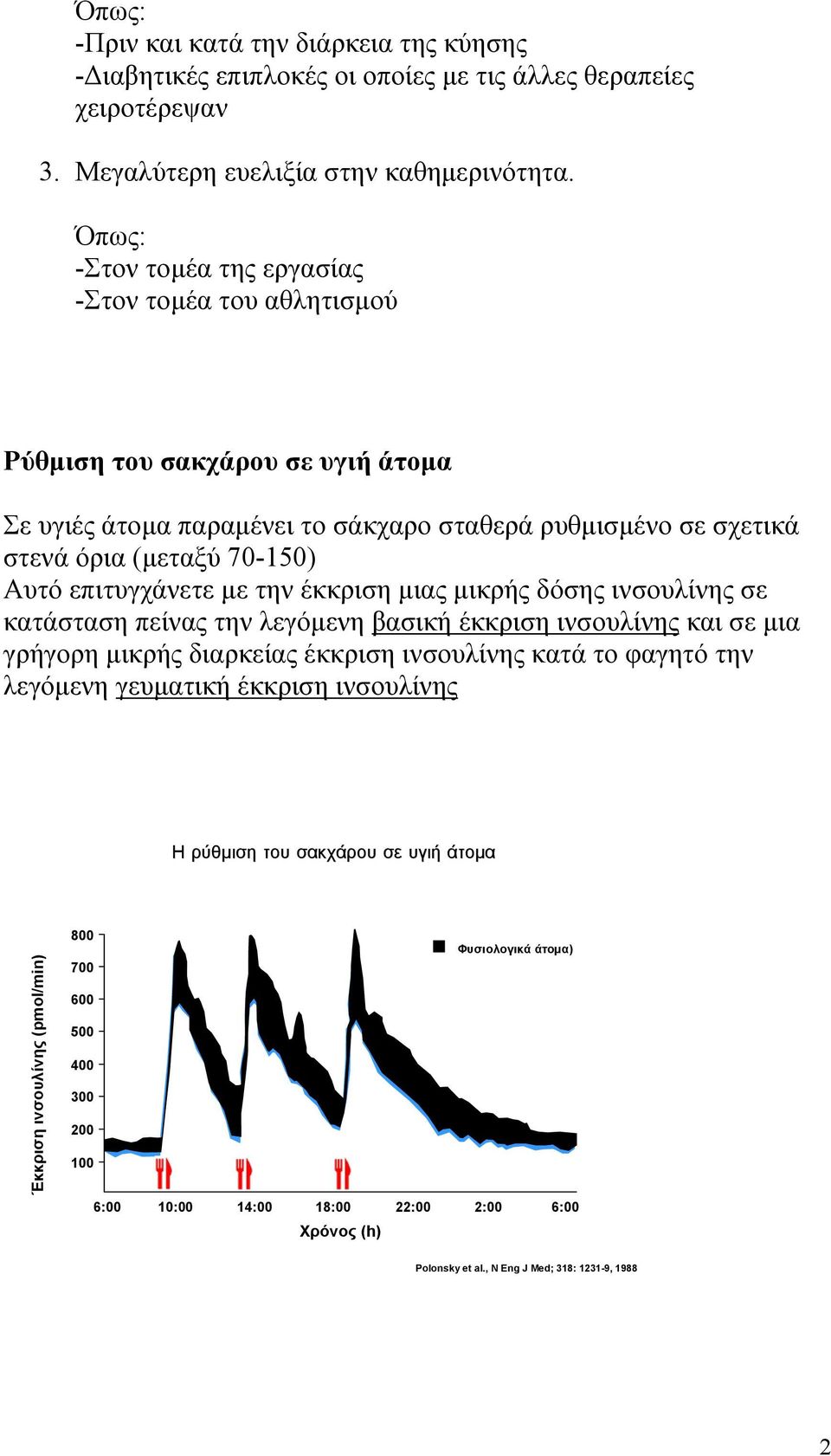 επιτυγχάνετε με την έκκριση μιας μικρής δόσης ινσουλίνης σε κατάσταση πείνας την λεγόμενη βασική έκκριση ινσουλίνης και σε μια γρήγορη μικρής διαρκείας έκκριση ινσουλίνης κατά το φαγητό την λεγόμενη