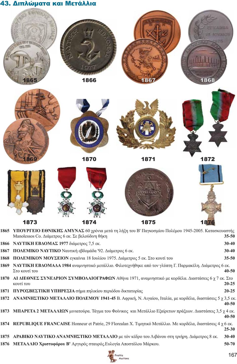 Διάμετρος 5 εκ. Στο κουτί του 35-50 1869 ΝΑΥΤΙΚΗ ΕΒΔΟΜΑΔΑ 1984 αναμνηστικό μετάλλιο. Φιλοτεχνήθηκε από τον γλύπτη Γ. Παρμακέλη. Διάμετρος 6 εκ.
