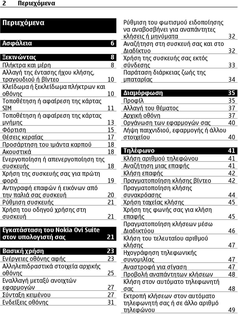 για πρώτη φορά 19 Αντιγραφή επαφών ή εικόνων από την παλιά σας συσκευή 20 Ρύθμιση συσκευής 21 Χρήση του οδηγού χρήσης στη συσκευή 21 Εγκατάσταση του Nokia Ovi Suite στον υπολογιστή σας 21 Βασική