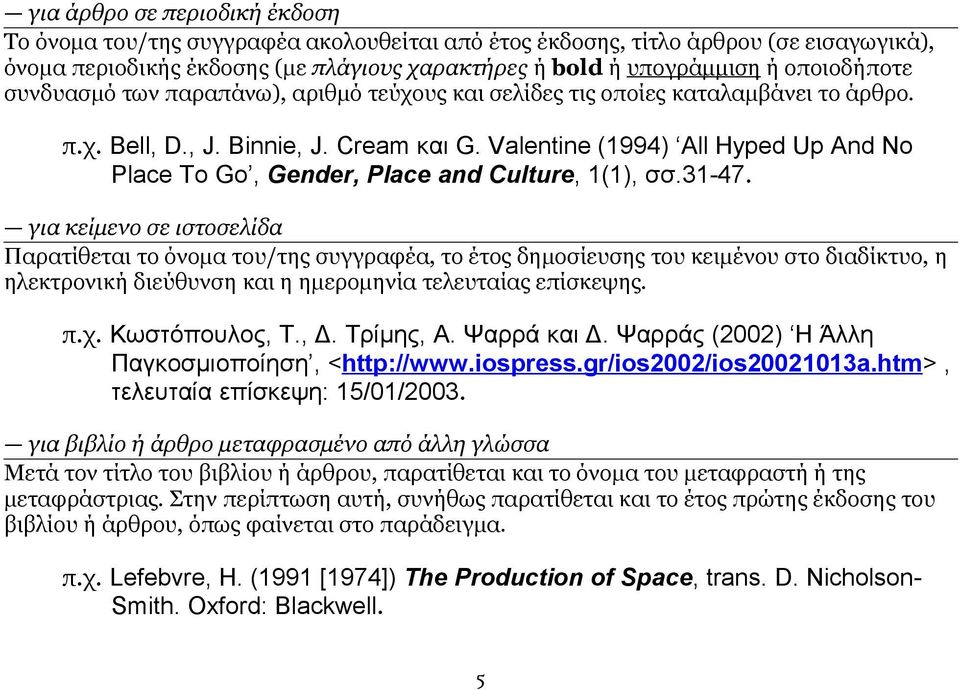 Valentine (1994) All Hyped Up And No Place To Go, Gender, Place and Culture, 1(1), σσ.31-47.