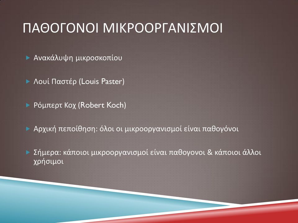 πεποίθηση: όλοι οι μικροοργανισμοί είναι παθογόνοι