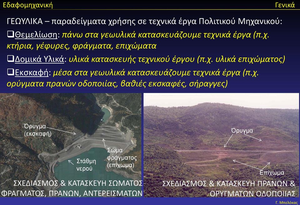 σήραγγες) Όρυγμα (εκσκαφή) Όρυγμα Στάθμη νερού Σώμα φράγματος (επίχωμα) ΣΧΕΔΙΑΣΜΟΣ & ΚΑΤΑΣΚΕΥΗ ΣΩΜΑΤΟΣ ΦΡΑΓΜΑΤΟΣ, ΠΡΑΝΩΝ,