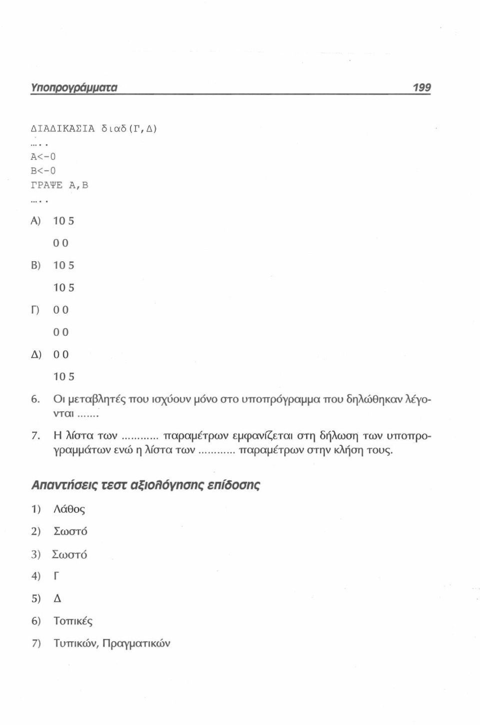 Η λίστα των παραμέτρων εμφανίζεται στη δήλωση των υποπρογραμμάτων ενώ η λίστα των παραμέτρων στην