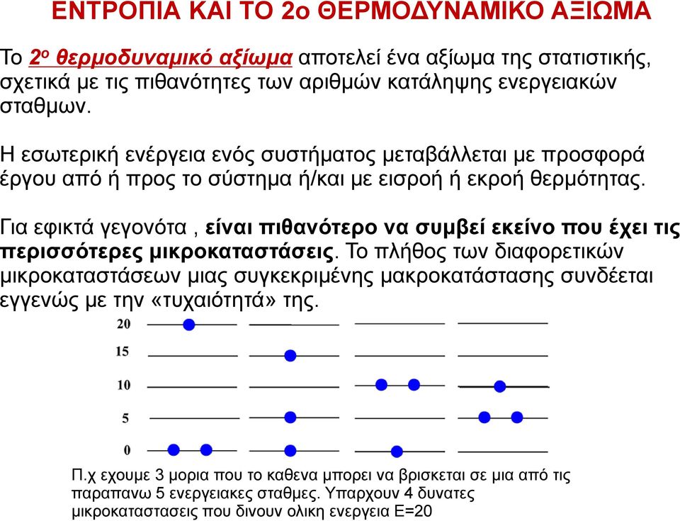 Για εφικτά γεγονότα, είναι πιθανότερο να συμβεί εκείνο που έχει τις περισσότερες μικροκαταστάσεις.