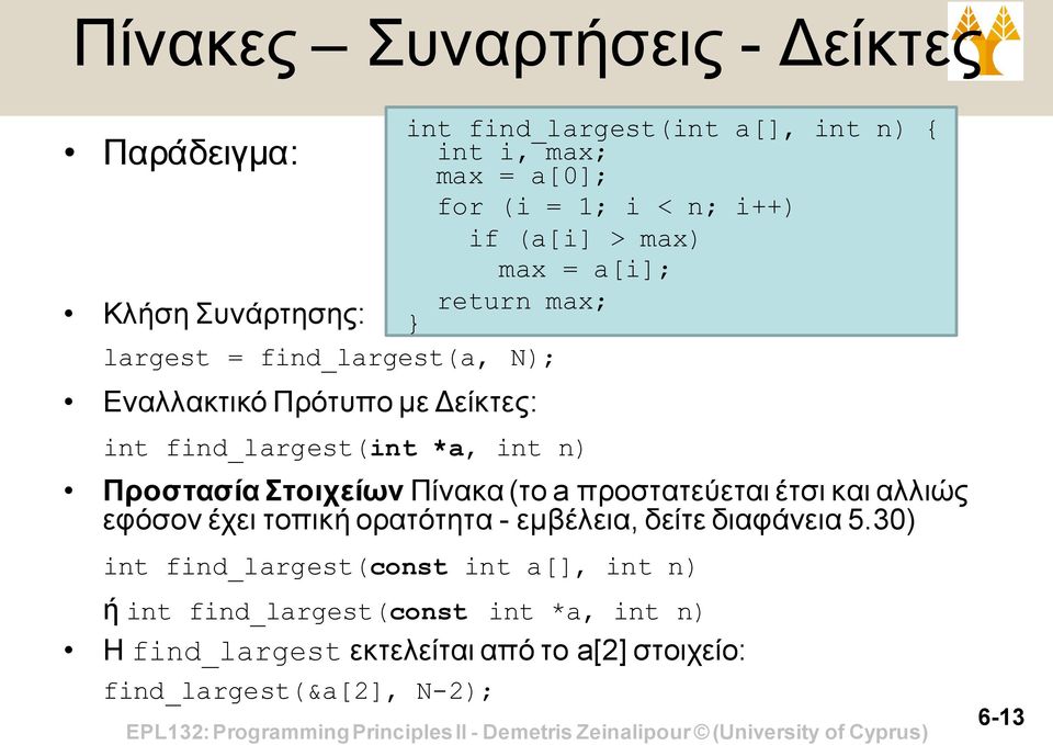 n) Προστασία Στοιχείων Πίνακα (το a προστατεύεται έτσι και αλλιώς εφόσον έχει τοπική ορατότητα - εμβέλεια, δείτε διαφάνεια 5.