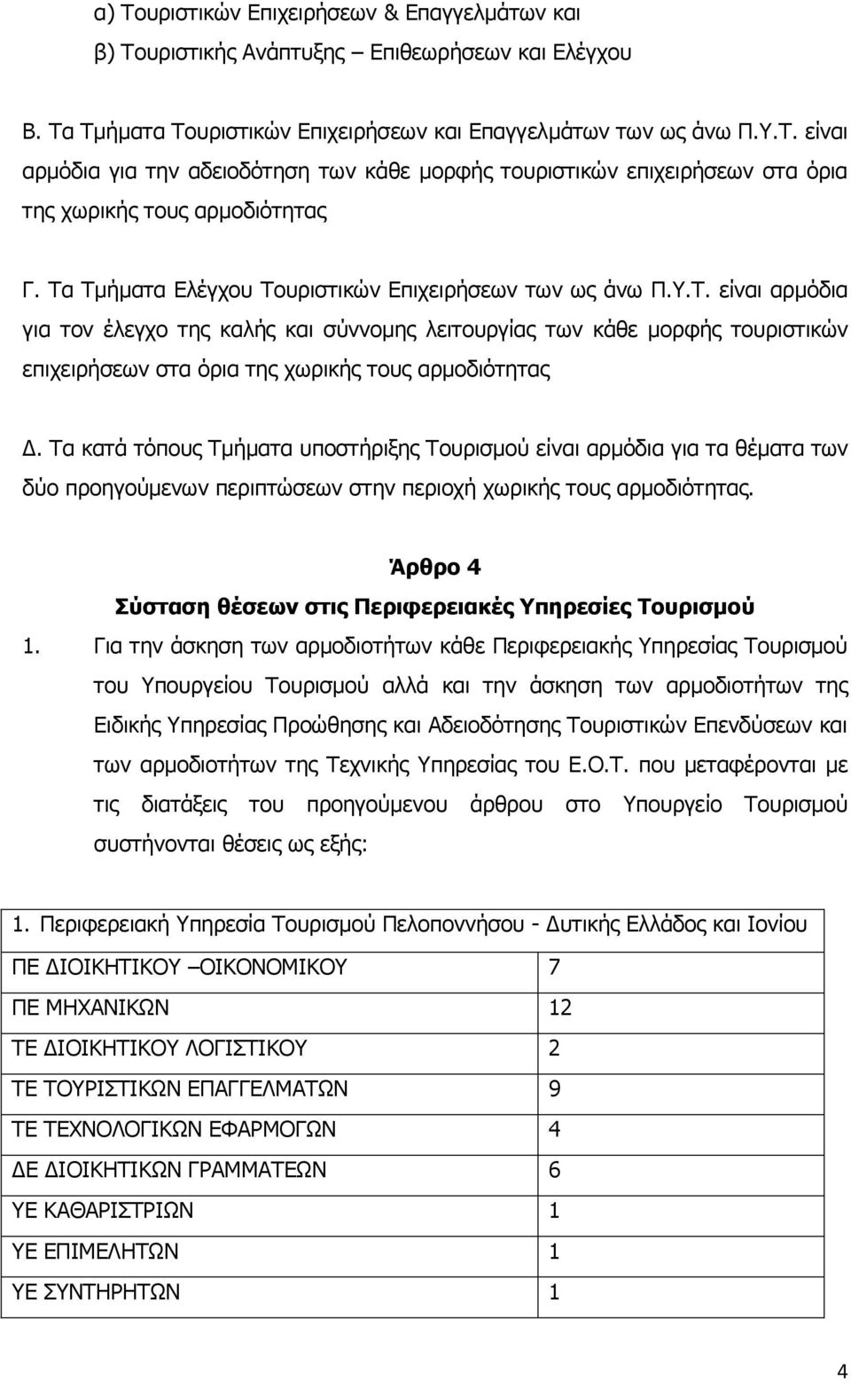 Τα κατά τόπους Τμήματα υποστήριξης Τουρισμού είναι αρμόδια για τα θέματα των δύο προηγούμενων περιπτώσεων στην περιοχή χωρικής τους αρμοδιότητας.