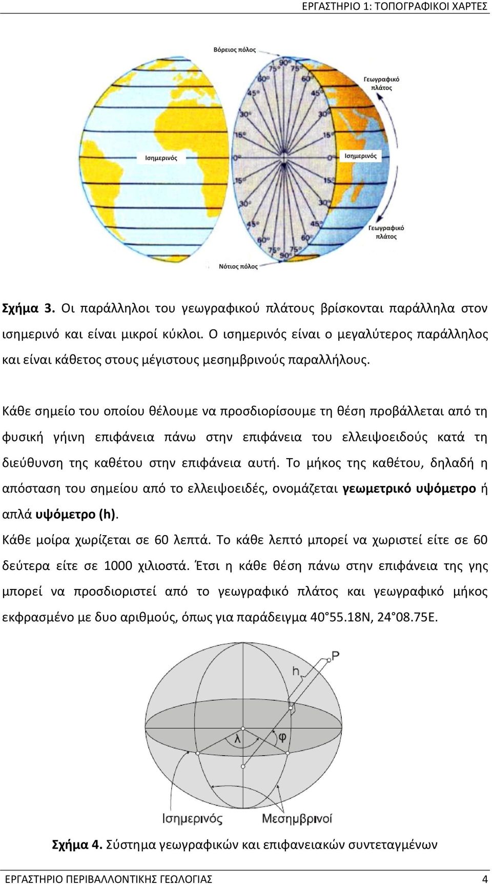 Κάθε σημείο του οποίου θέλουμε να προσδιορίσουμε τη θέση προβάλλεται από τη φυσική γήινη επιφάνεια πάνω στην επιφάνεια του ελλειψοειδούς κατά τη διεύθυνση της καθέτου στην επιφάνεια αυτή.