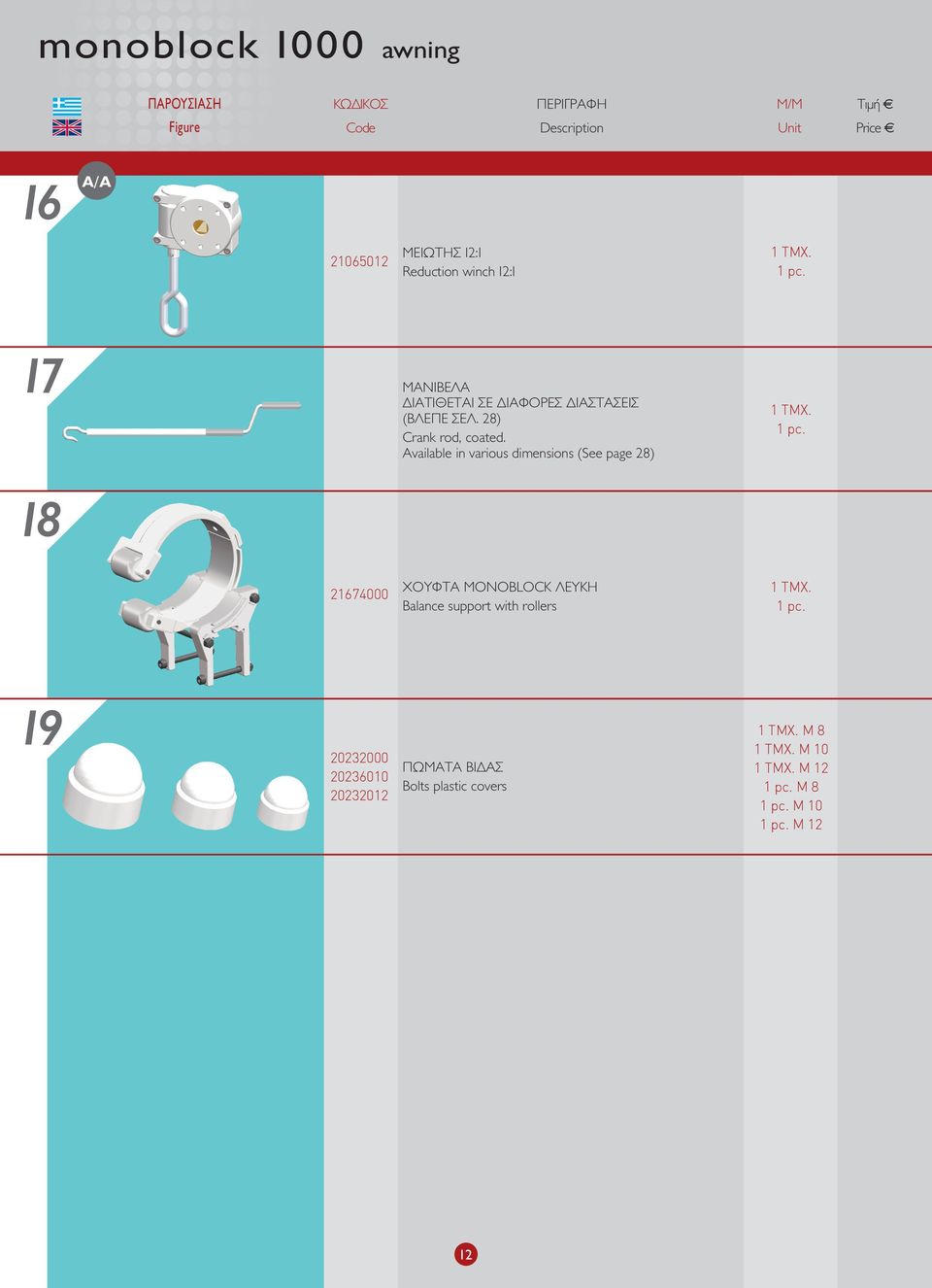 Available in various dimensions (See page 28) 2174000 ΧΟΥΦΤΑ ΜΟΝOBLOCK ΛΕΥΚΗ Balance