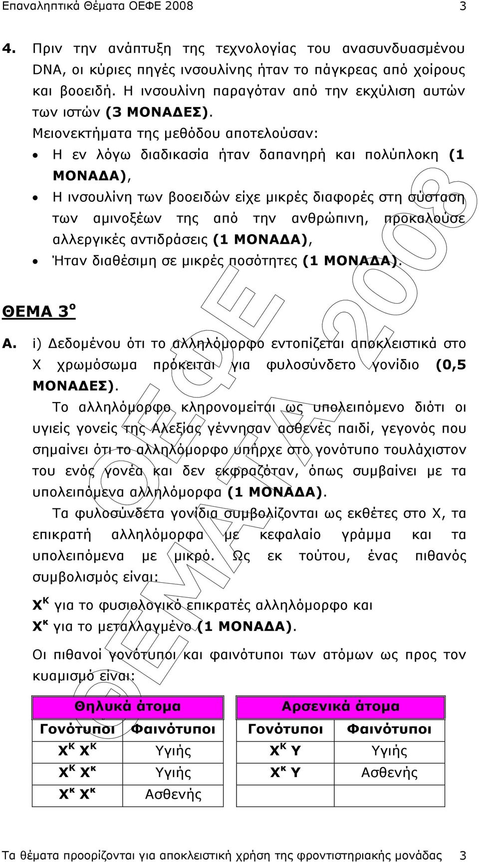 προκαλούσε αλλεργικές αντιδράσεις (1 ΜΟΝΑ Α), Ήταν διαθέσιµη σε µικρές ποσότητες (1 ΜΟΝΑ Α). ΘΕΜΑ 3 o Α.