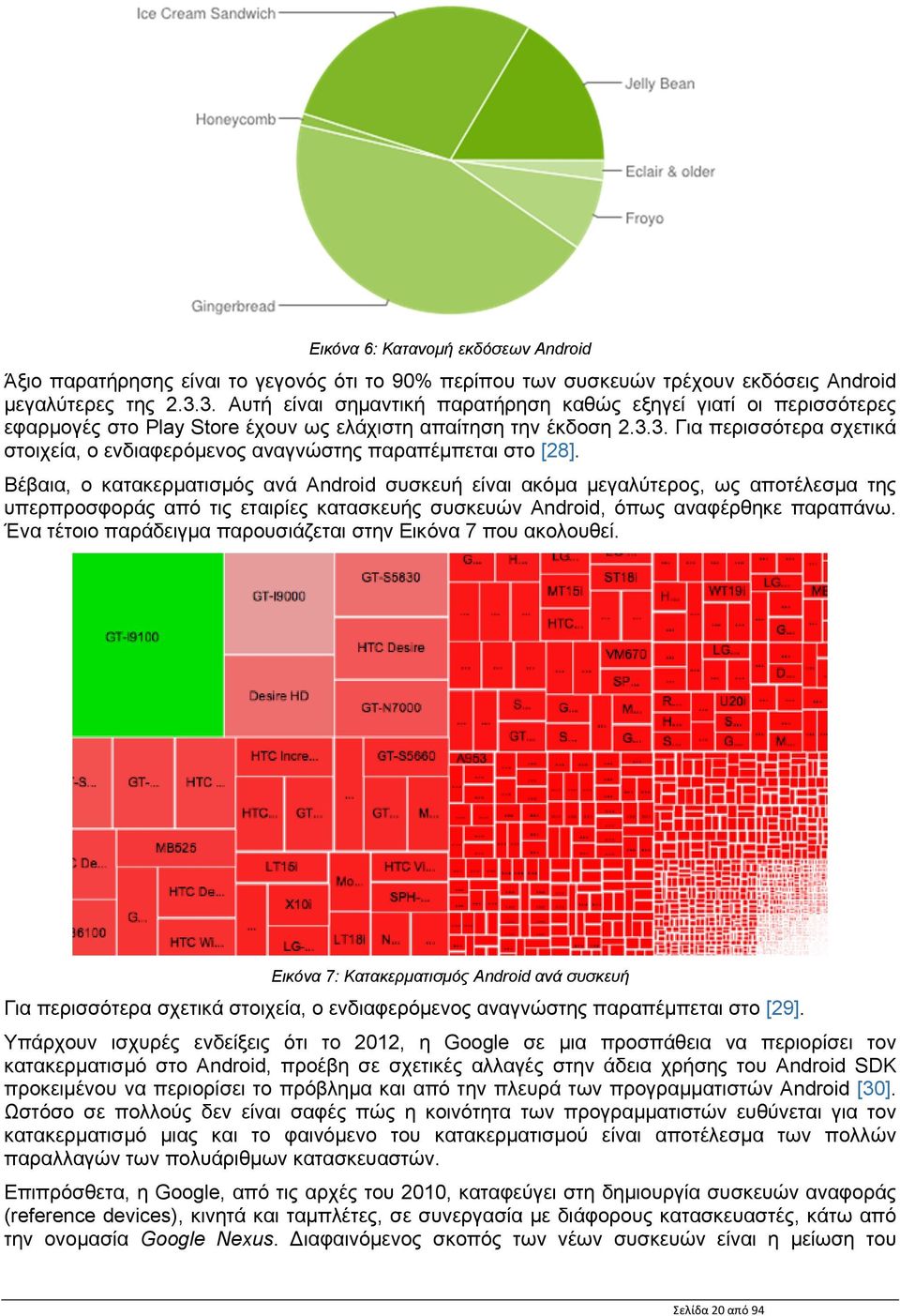 Βέβαια, ο κατακερματισμός ανά Android συσκευή είναι ακόμα μεγαλύτερος, ως αποτέλεσμα της υπερπροσφοράς από τις εταιρίες κατασκευής συσκευών Android, όπως αναφέρθηκε παραπάνω.