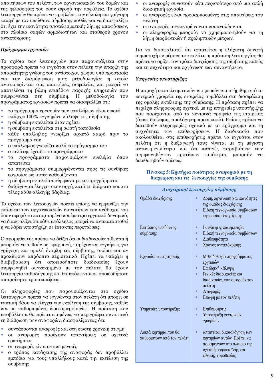 αρµοδιοτήτων και σταθερού χρόνου ανταπόκρισης.