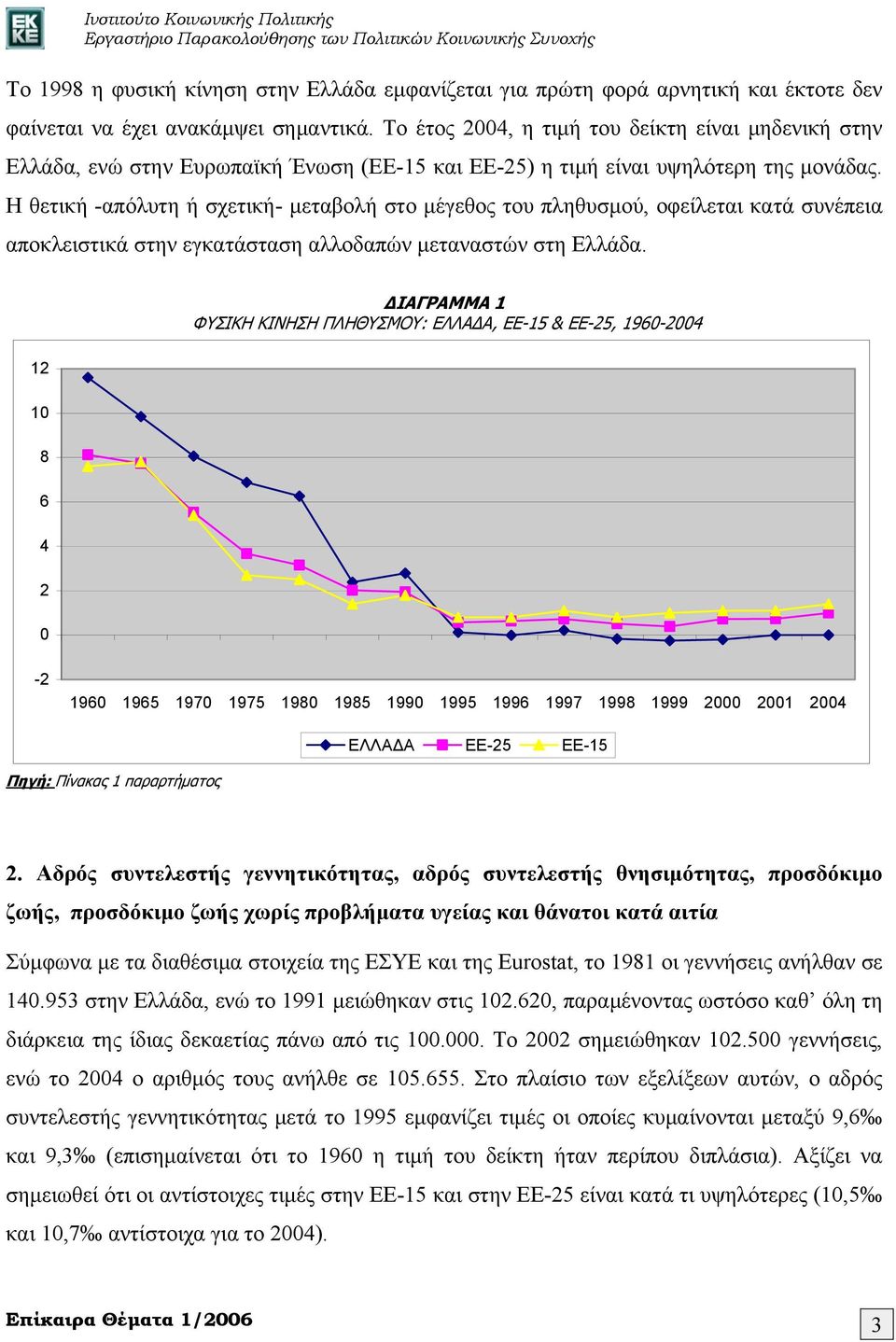 Η θετική -απόλυτη ή σχετική- μεταβολή στο μέγεθος του πληθυσμού, οφείλεται κατά συνέπεια αποκλειστικά στην εγκατάσταση αλλοδαπών μεταναστών στη Ελλάδα.