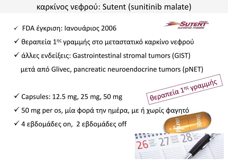 (GIST) μετά από Glivec, pancreatic neuroendocrine tumors (pnet) Capsules: 12.