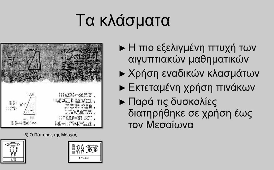 Χρήση εναδικών κλασμάτων Εκτεταμένη χρήση