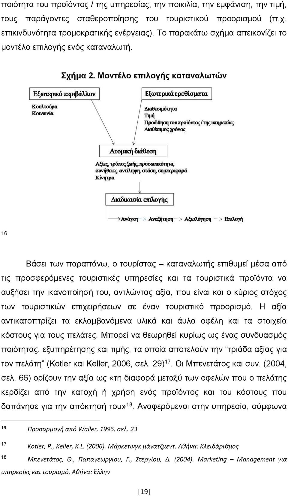 Μοντέλο επιλογής καταναλωτών 16 Βάσει των παραπάνω, ο τουρίστας καταναλωτής επιθυμεί μέσα από τις προσφερόμενες τουριστικές υπηρεσίες και τα τουριστικά προϊόντα να αυξήσει την ικανοποίησή του,