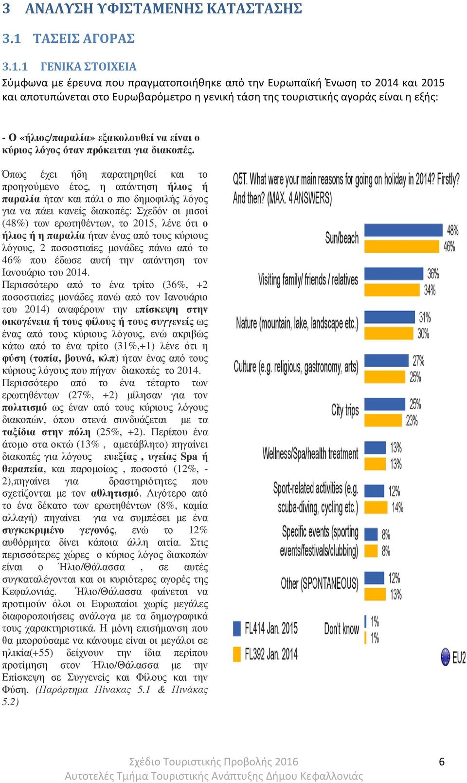 1 ΓΕΝΙΚΑ ΣΤΟΙΧΕΙΑ Σύμφωνα με έρευνα που πραγματοποιήθηκε από την Ευρωπαϊκή Ένωση το 2014 και 2015 και αποτυπώνεται στο Ευρωβαρόμετρο η γενική τάση της τουριστικής αγοράς είναι η εξής: - Ο