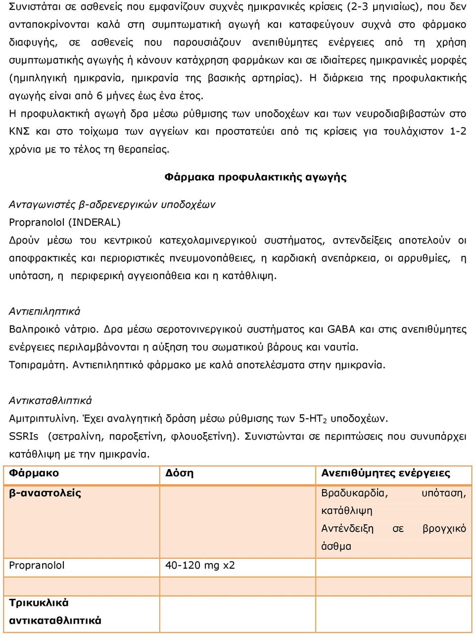 Η διάρκεια της προφυλακτικής αγωγής είναι από 6 µήνες έως ένα έτος.