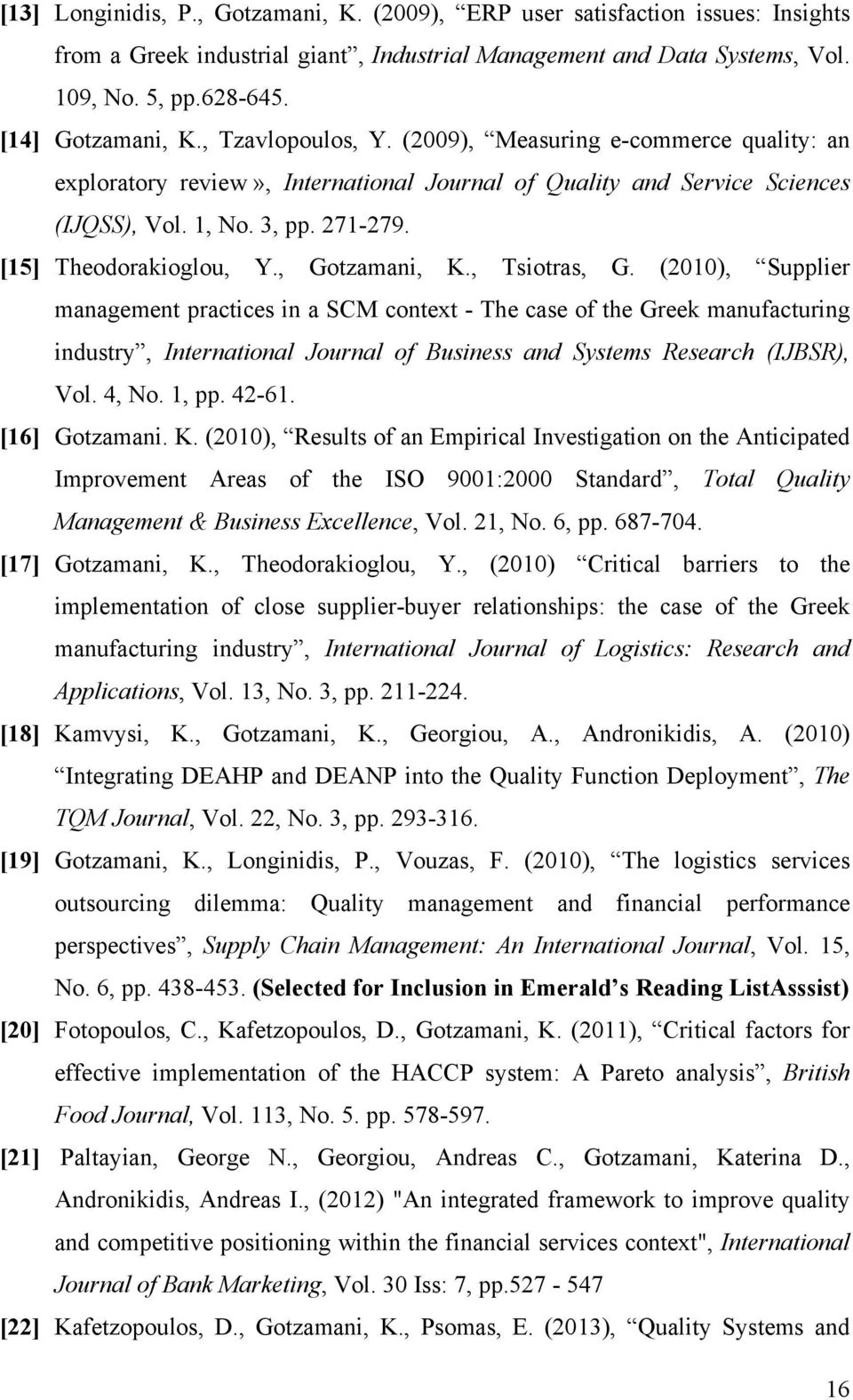 , Gotzamani, K., Tsiotras, G.