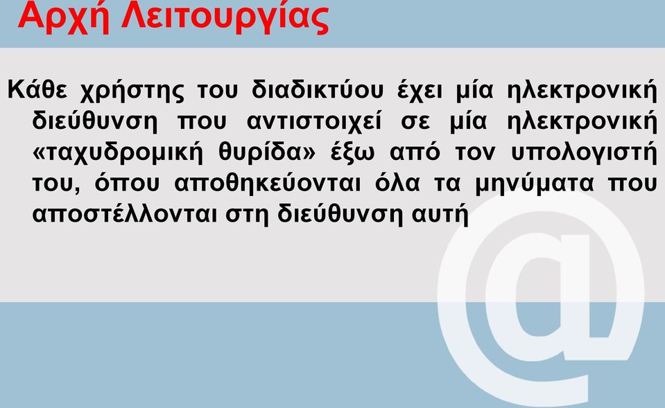 «ταχυδρομική θυρίδα» έξω από τον υπολογιστή του, όπου