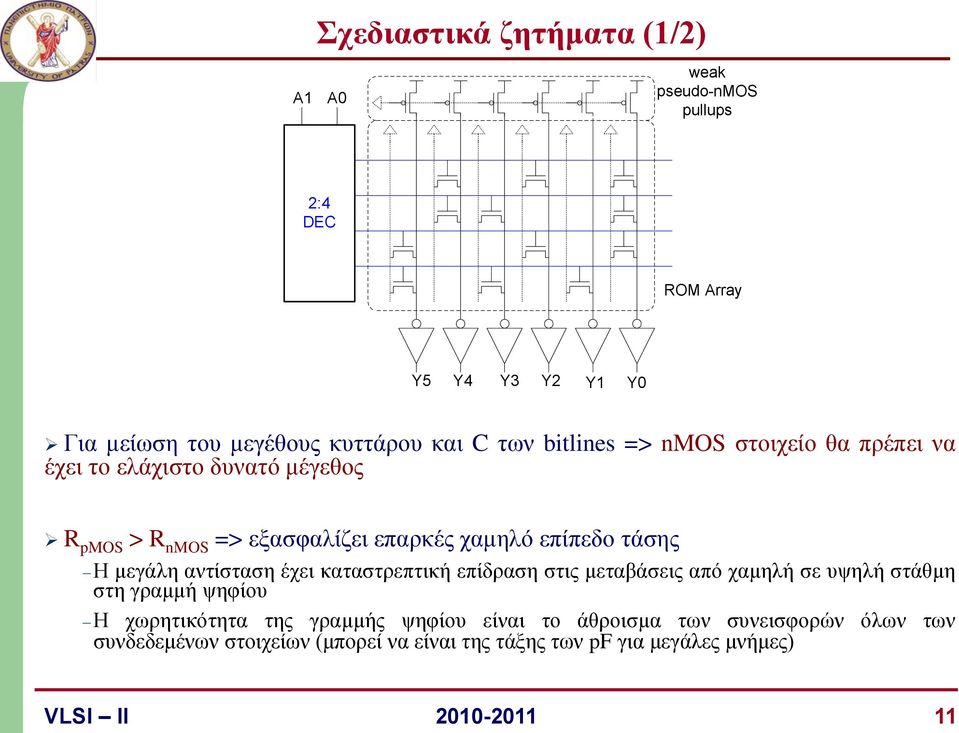 μεγάλη αντίσταση έχει καταστρεπτική επίδραση στις μεταβάσεις από χαμηλή σε υψηλή στάθμη στη γραμμή ψηφίου Η χωρητικότητα της γραμμής