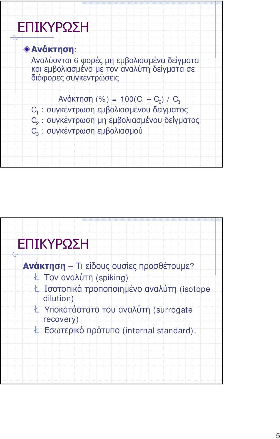 εμβολιασμένου δείγματος C 3 : συγκέντρωση εμβολιασμού Ανάκτηση Τι είδους ουσίες προσθέτουμε?