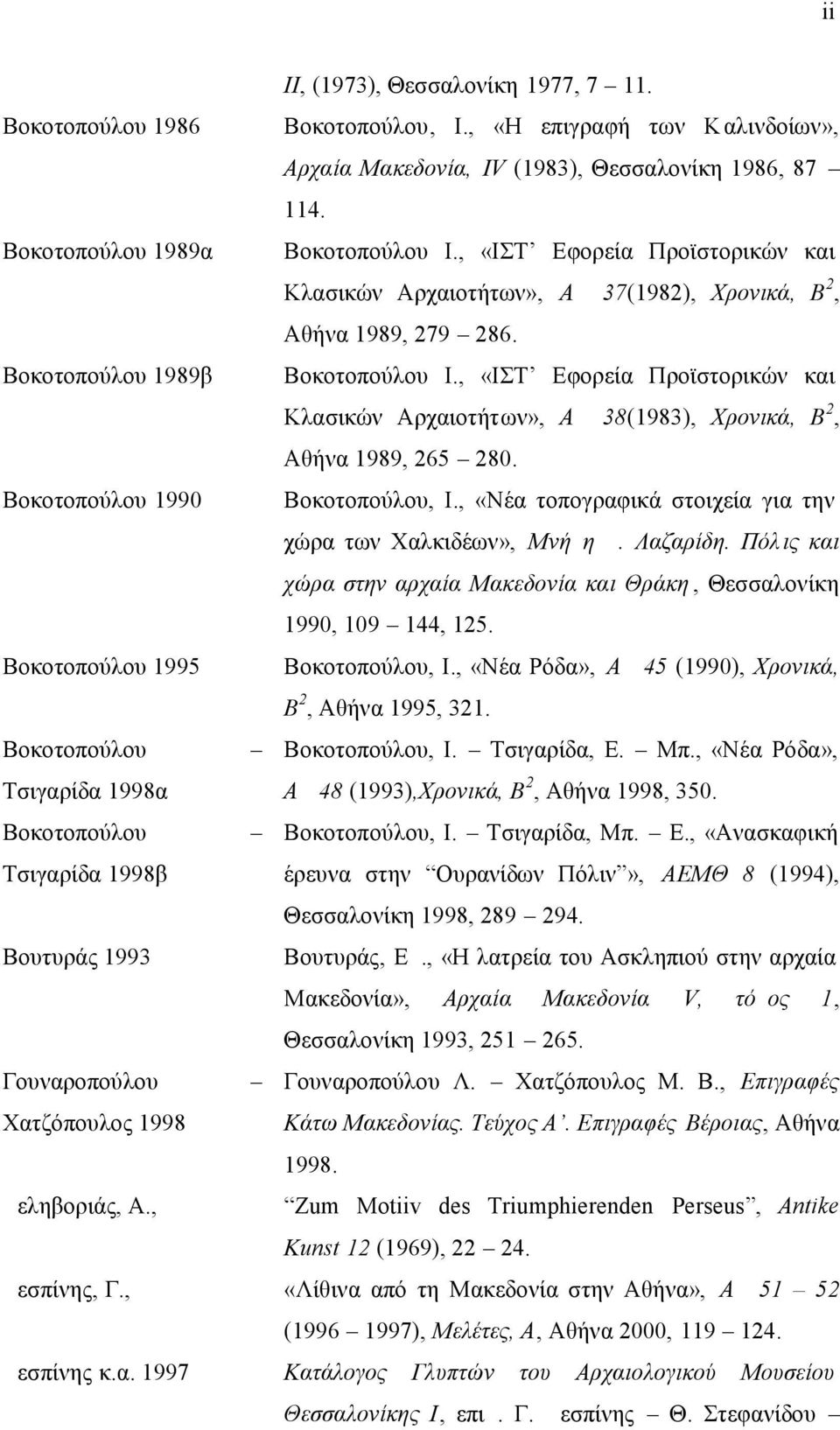 Βοκοτοπούλου Ι., «ΙΣΤ Εφορεία Προϊστορικών και Κλασικών Αρχαιοτήτων», ΑΔ 37(1982), Χρονικά, Β 2, Αθήνα 1989, 279 286. Βοκοτοπούλου Ι.