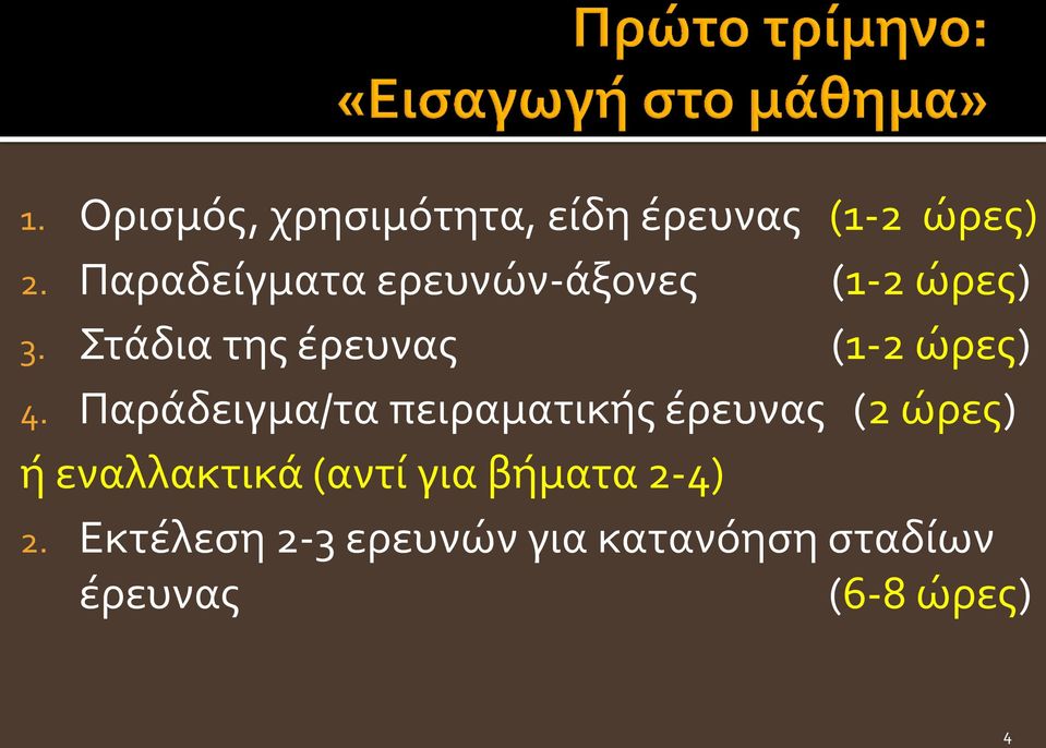 Στάδια της έρευνας (1-2 ώρες) 4.