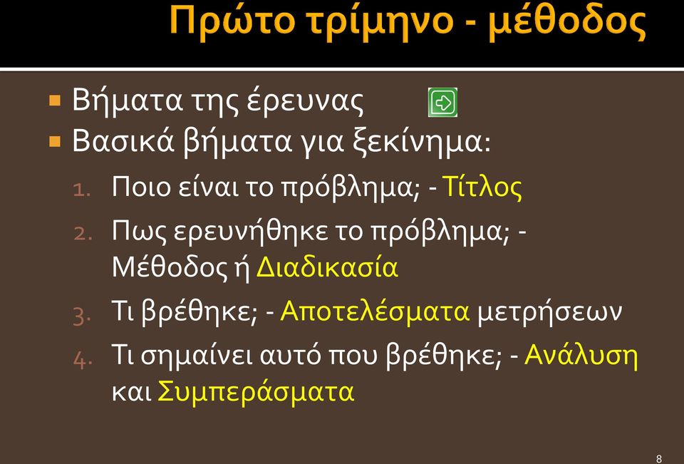 Πως ερευνήθηκε το πρόβλημα; - Μέθοδος ή Διαδικασία 3.