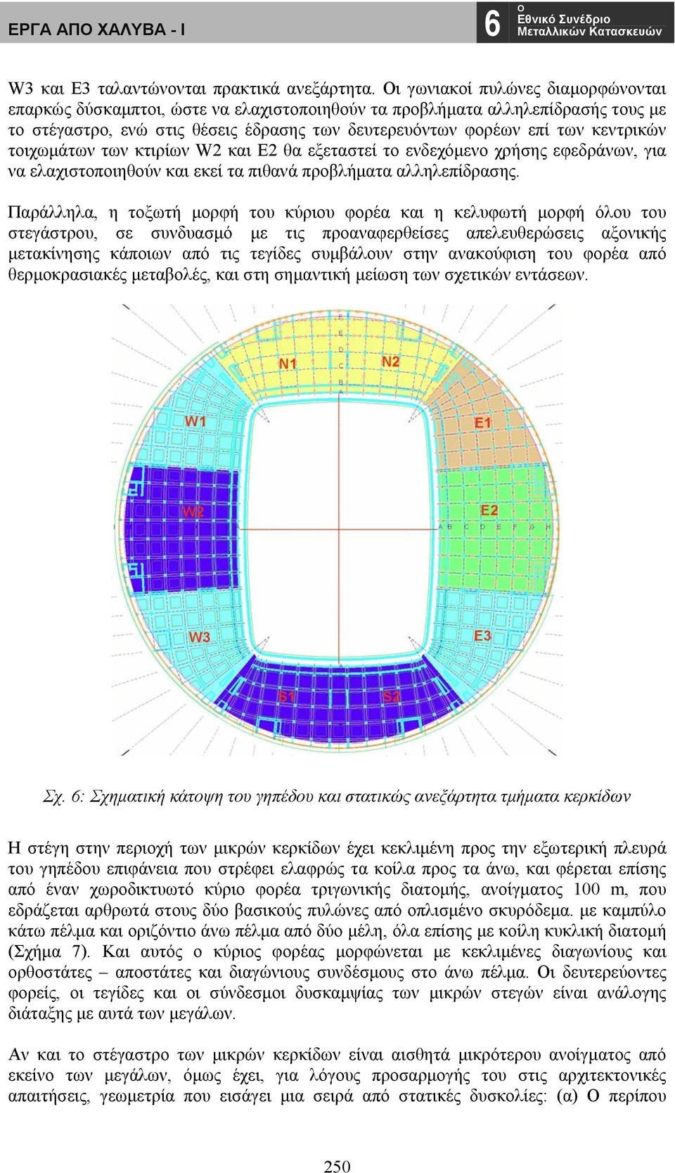 τοιχωμάτων των κτιρίων W2 και E2 θα εξεταστεί το ενδεχόμενο χρήσης εφεδράνων, για να ελαχιστοποιηθούν και εκεί τα πιθανά προβλήματα αλληλεπίδρασης.