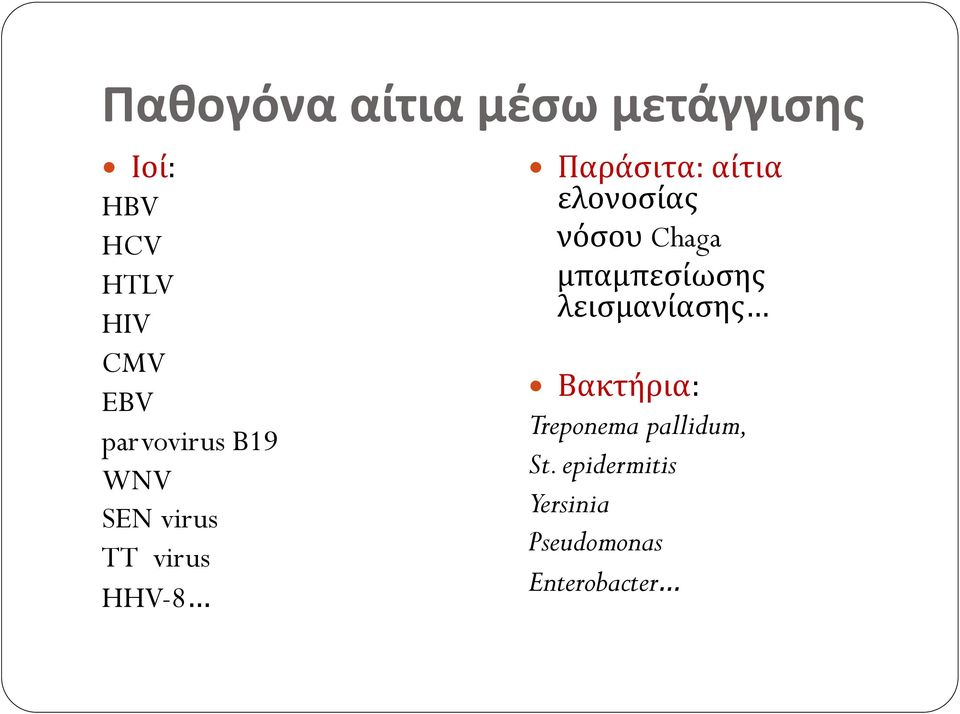 ελονοσίας νόσου Chaga μπαμπεσίωσης λεισμανίασης Βακτήρια: