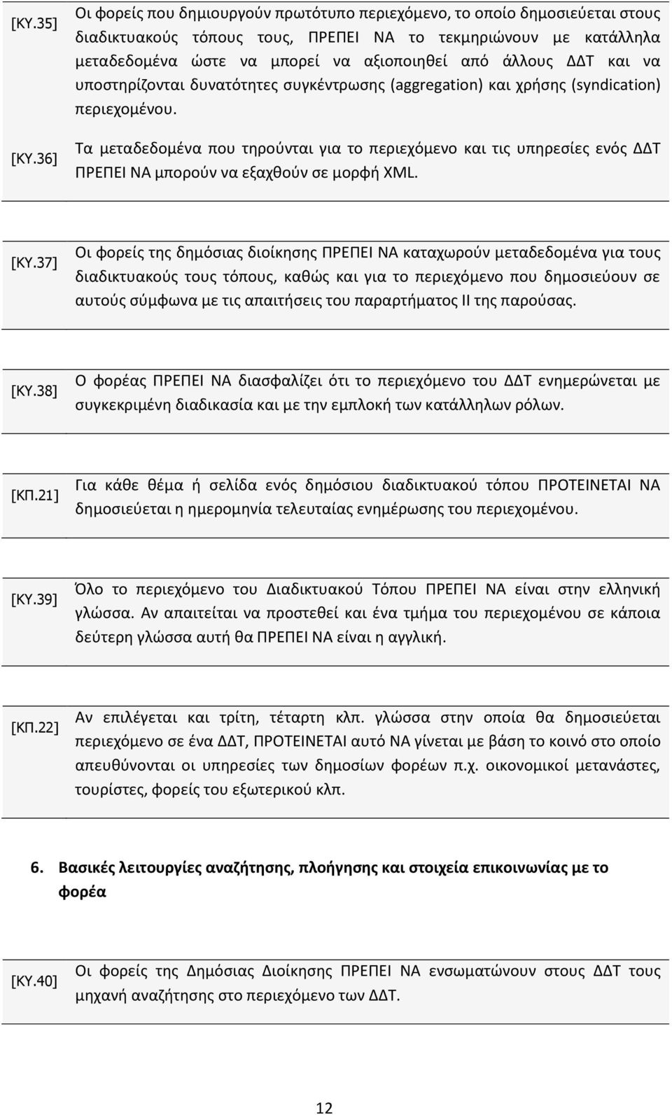 άλλους ΔΔΤ και να υποστηρίζονται δυνατότητες συγκέντρωσης (aggregation) και χρήσης (syndication) περιεχομένου.