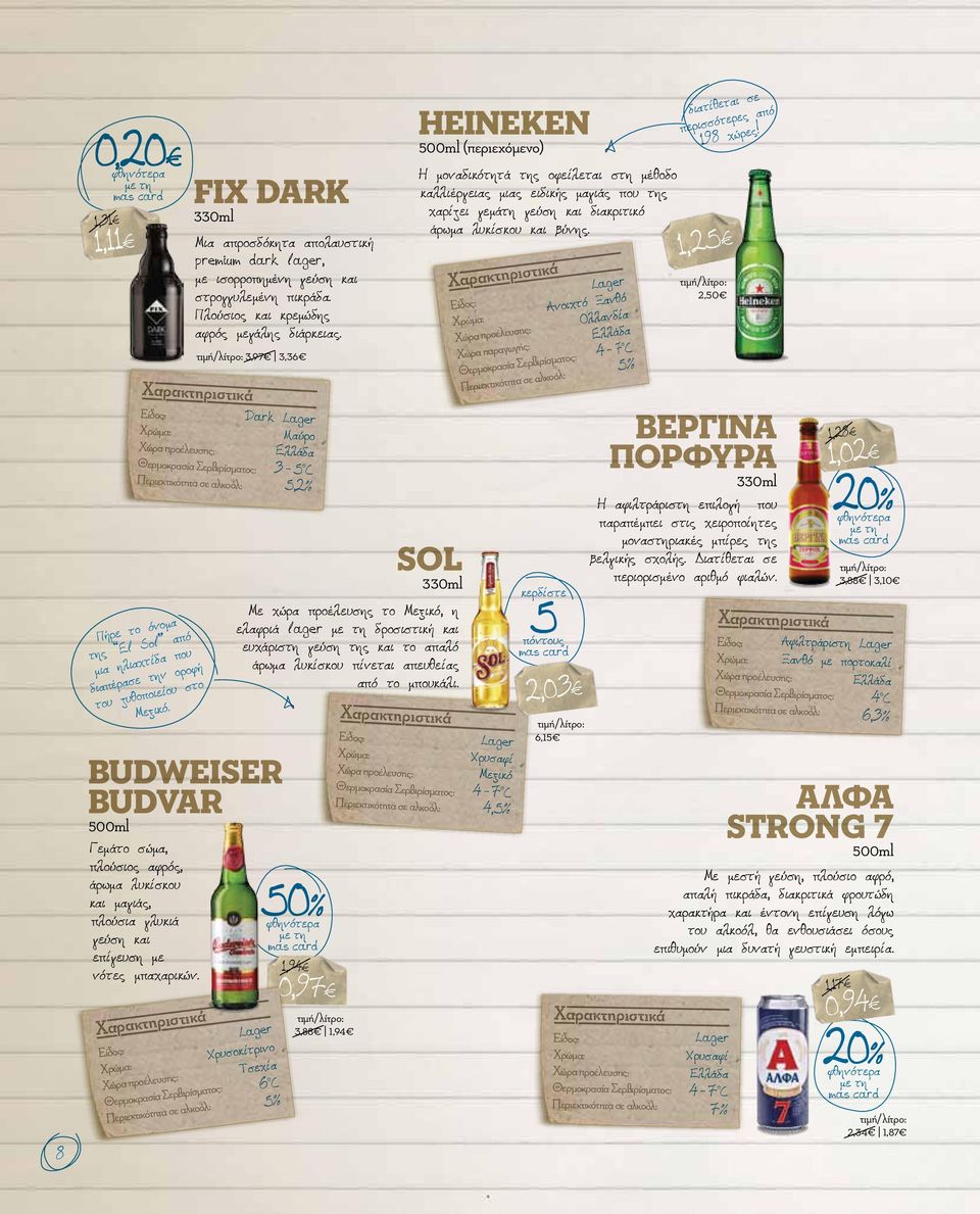 3,97 3,36 Χρυσοκίτρινο Dark Mαύρο BUDWEISER BUDVAR 500ml Γεμάτο σώμα, πλούσιος αφρός, άρωμα λυκίσκου και μαγιάς, πλούσια γλυκιά γεύση και επίγευση με νότες μπαχαρικών.