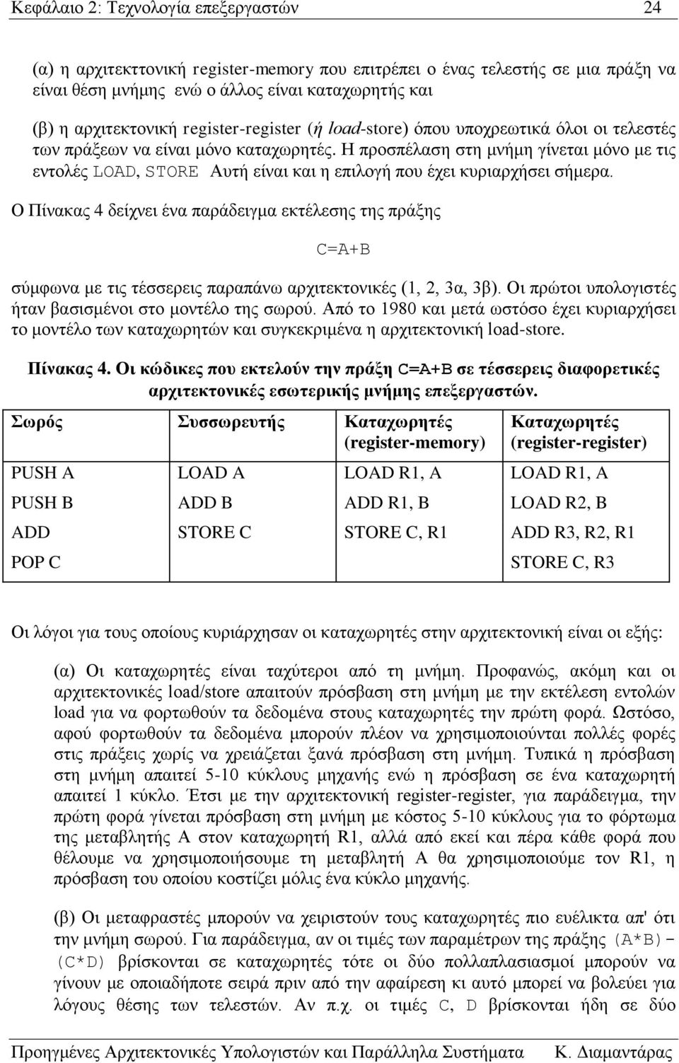 Η προσπέλαση στη μνήμη γίνεται μόνο με τις εντολές LOAD, STORE Αυτή είναι και η επιλογή που έχει κυριαρχήσει σήμερα.