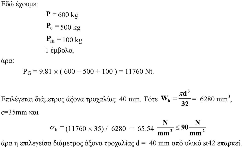 3 d Επιλέγεται διάμετρος άξονα τροχαλίας 4 mm.