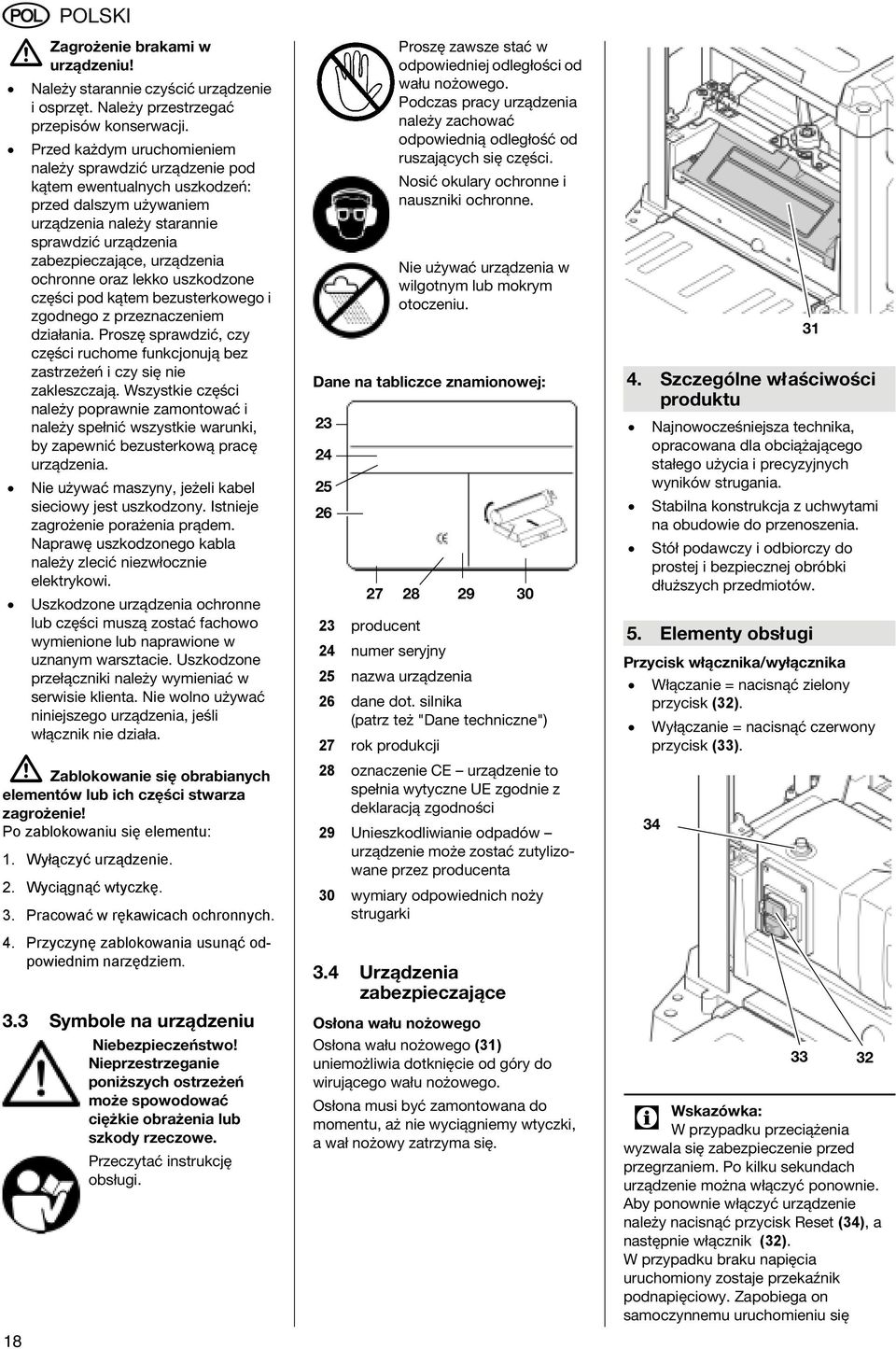 oraz lekko uszkodzone części pod kątem bezusterkowego i zgodnego z przeznaczeniem działania. Proszę sprawdzić, czy części ruchome funkcjonują bez zastrzeżeń i czy się nie zakleszczają.