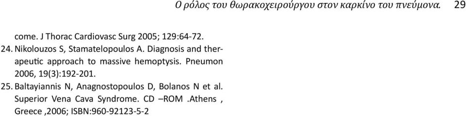 Diagnosis and therapeutic approach to massive hemoptysis. Pneumon 2006, 19(3):192-201. 25.