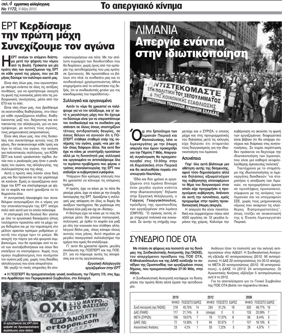 Είναι νίκη όλων μας, που αγωνιστήκαμε σκληρά ενάντια σε όλες τις αντίξοες συνθήκες, για να κρατήσουμε ανοιχτή τη φωνή της κοινωνίας μέσα απο τις ραδιοφωνικές συνόχτητες, μέσα από την ΕΤ3 και το σάιτ.