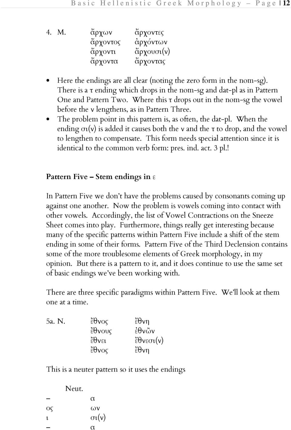 The problem point in this pattern is, as often, the dat-pl. When the ending σι(ν) is added it causes both the ν and the τ to drop, and the vowel to lengthen to compensate.