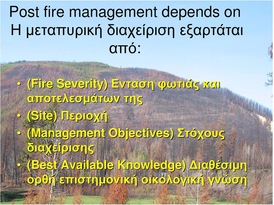 της (Site) Περιοχή (Management Objectives) Στόχους διαχείρισης