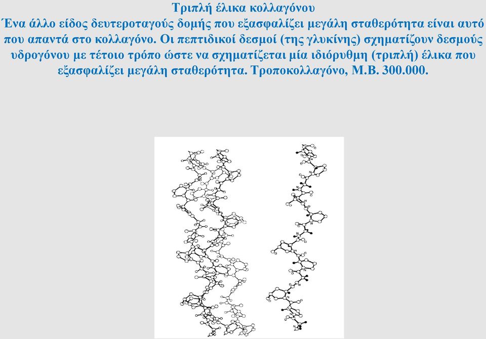 Οι πεπτιδικοί δεσμοί (της γλυκίνης) σχηματίζουν δεσμούς υδρογόνου με τέτοιο τρόπο