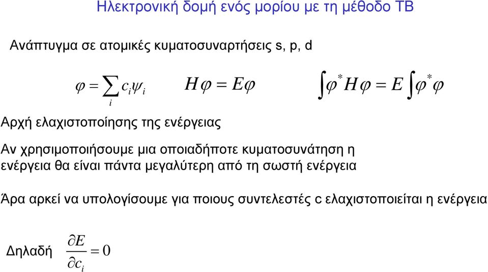 χρησιμοποιήσουμε μια οποιαδήποτε κυματοσυνάτηση η ενέργεια θα είναι πάντα μεγαλύτερη από τη