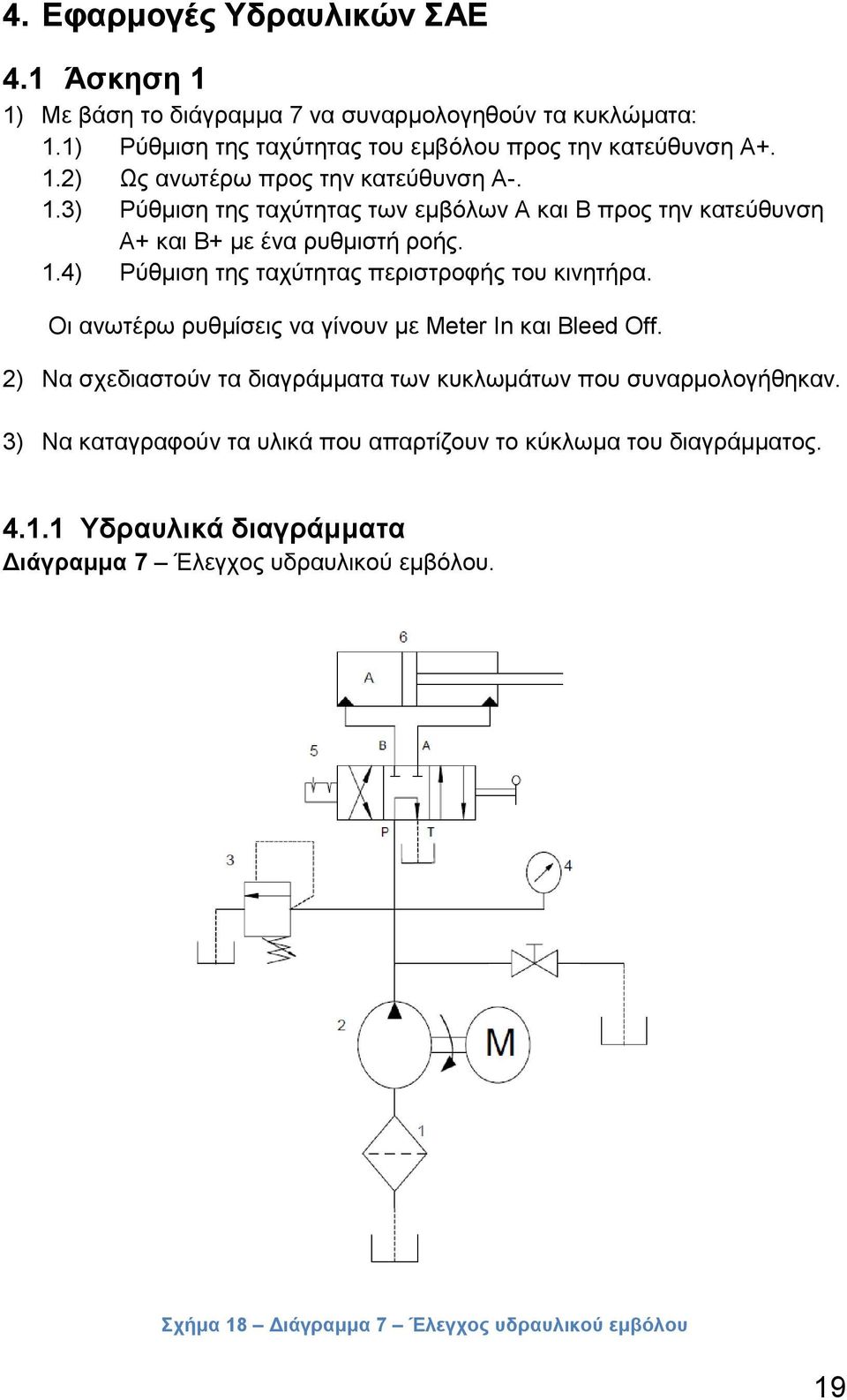 Οι ανωτέρω ρυθμίσεις να γίνουν με Meter In και Bleed Off. 2) Να σχεδιαστούν τα διαγράμματα των κυκλωμάτων που συναρμολογήθηκαν.