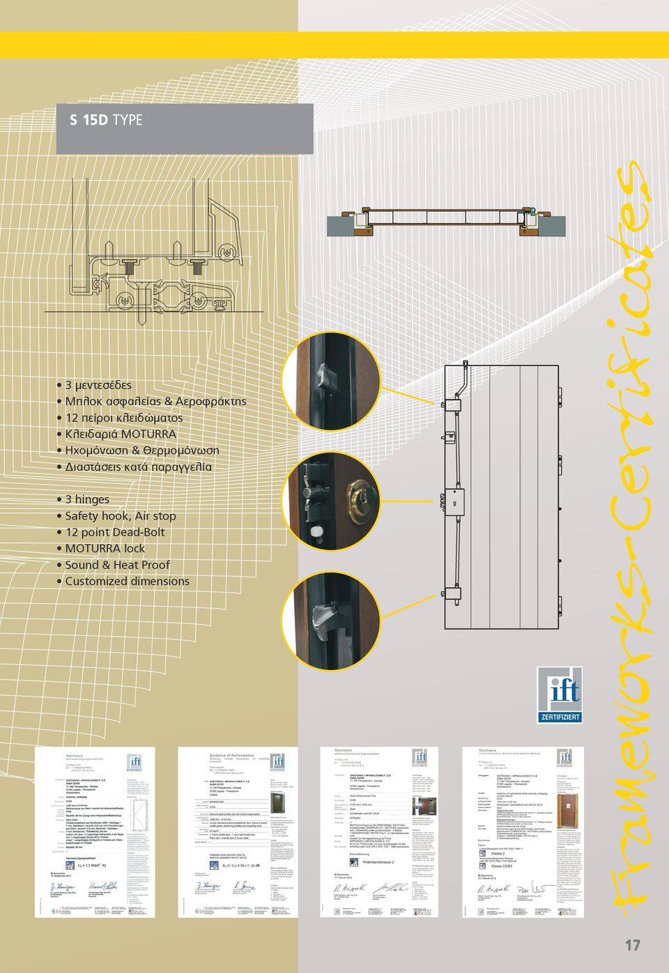 Διαστάσεις κατά παραγγελία 3 hinges Safety hook, Air stop 12