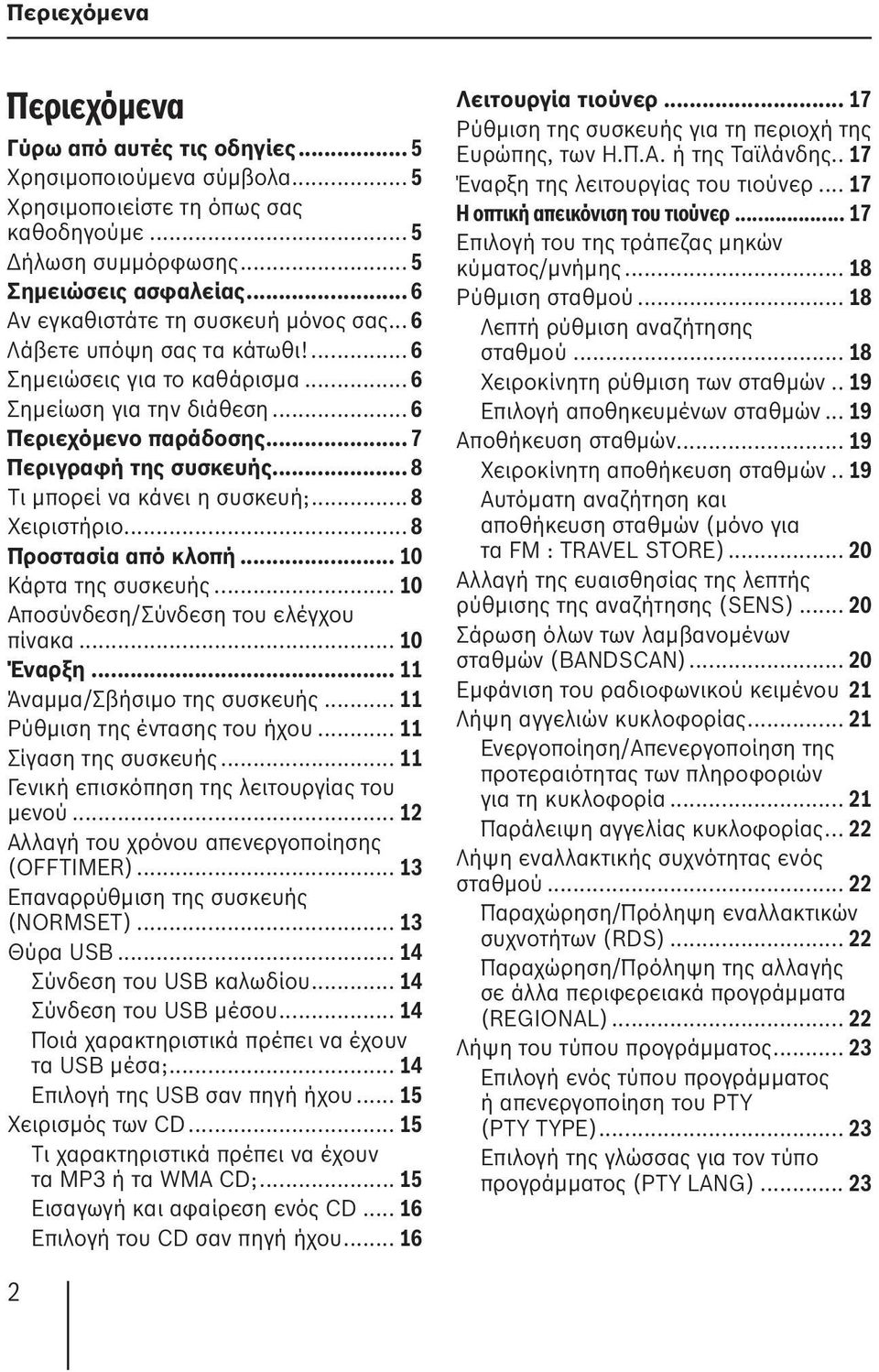 .. 8 Τι μπορεί να κάνει η συσκευή;... 8 Χειριστήριο... 8 Προστασία από κλοπή... 10 Κάρτα της συσκευής... 10 Αποσύνδεση/Σύνδεση του ελέγχου πίνακα... 10 Έναρξη... 11 Άναμμα/Σβήσιμο της συσκευής.