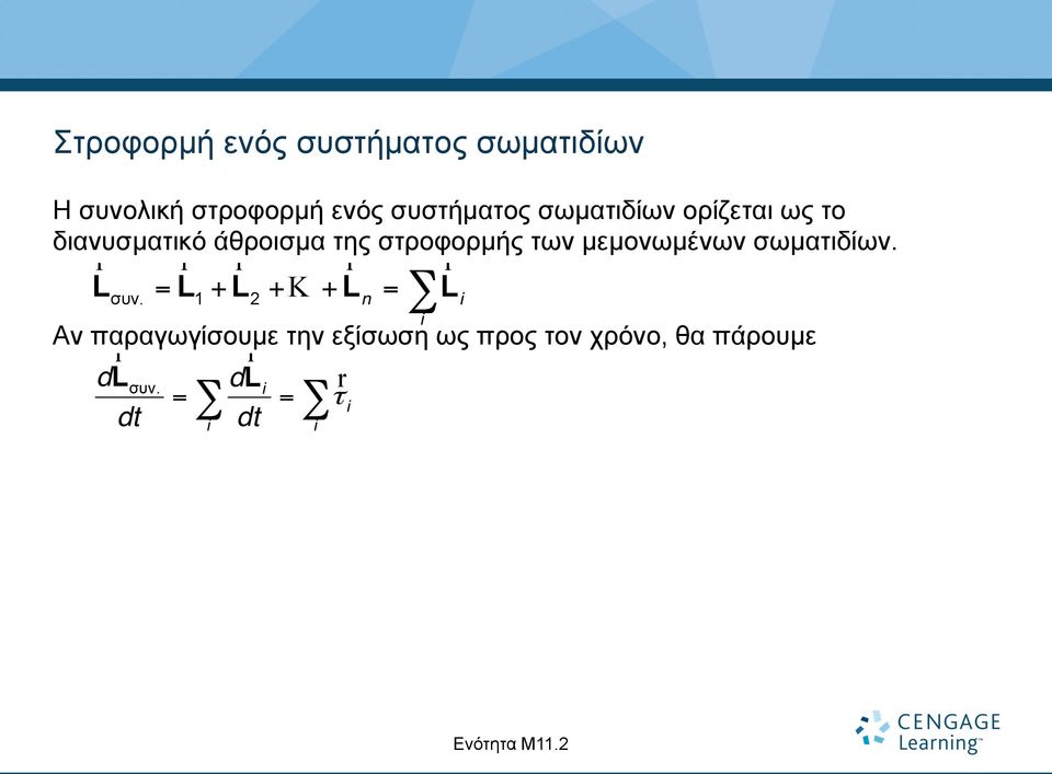 σωµατιδίων. r r r r r L = L + L + K + L = L συν.